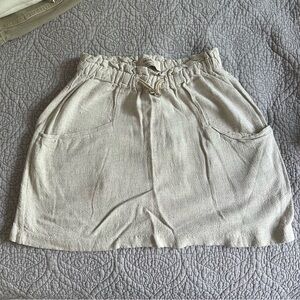 Beige Casual Skirt with Drawstring